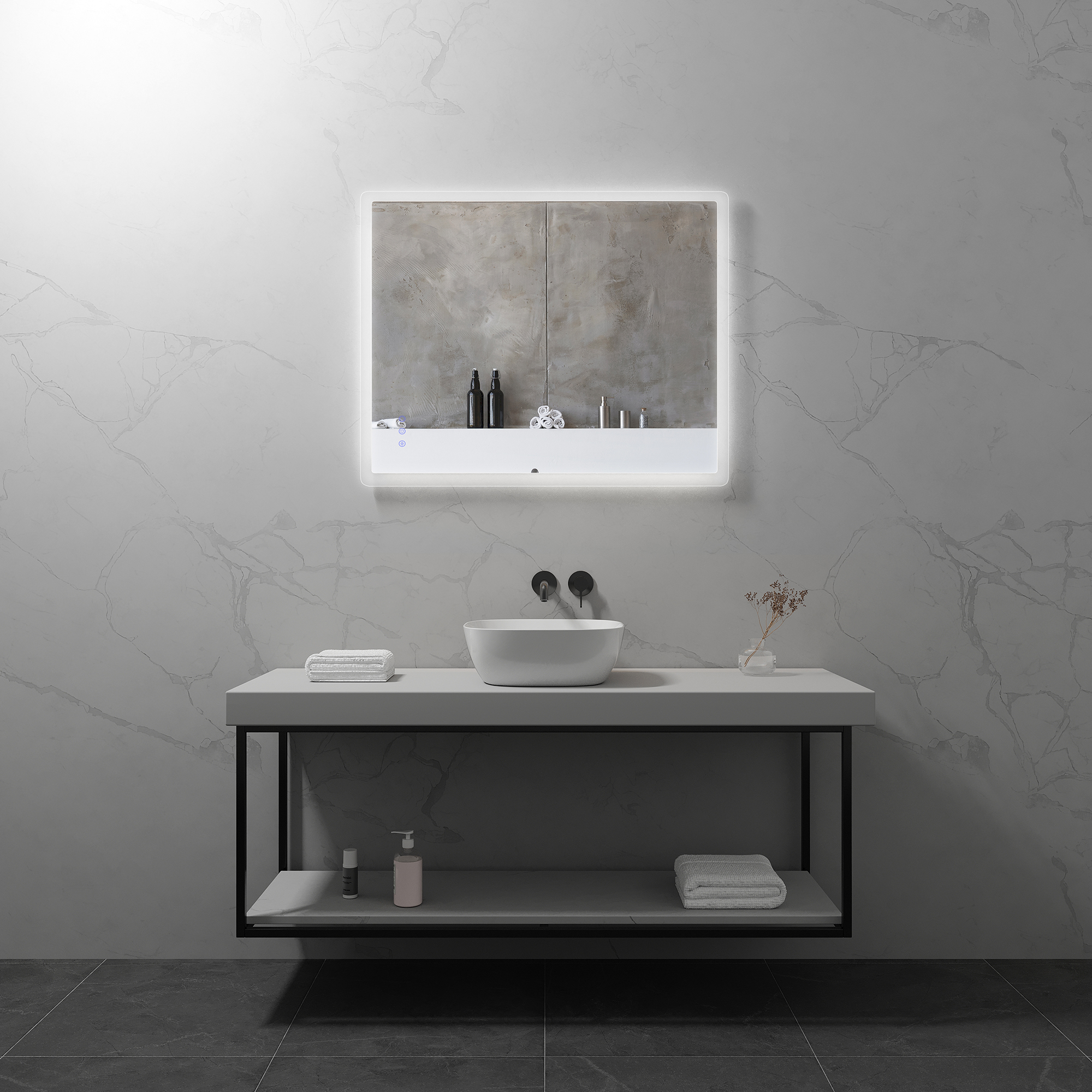 LED Badspiegel Mellow Badezimmerspiegel mit dimmbarer Beleuchtung, Farbwechsel und Antibeschlag-Funktion IP44 80 x 100 cm IP44 – LED Badspiegel Mellow Badezimmerspiegel mit dimmbarer Beleuchtung, Farbwechsel und Antibeschlag-Funktion