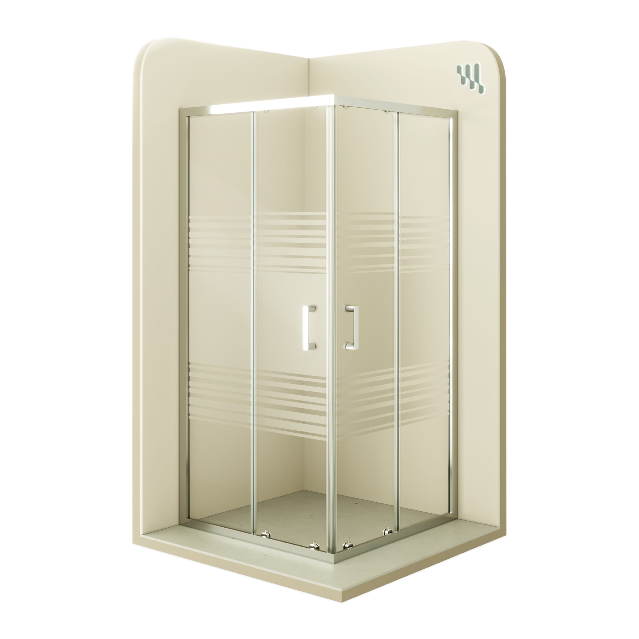 Corner Entry Diana with Sliding Doors made of Partially Frosted ESG Safety Glass