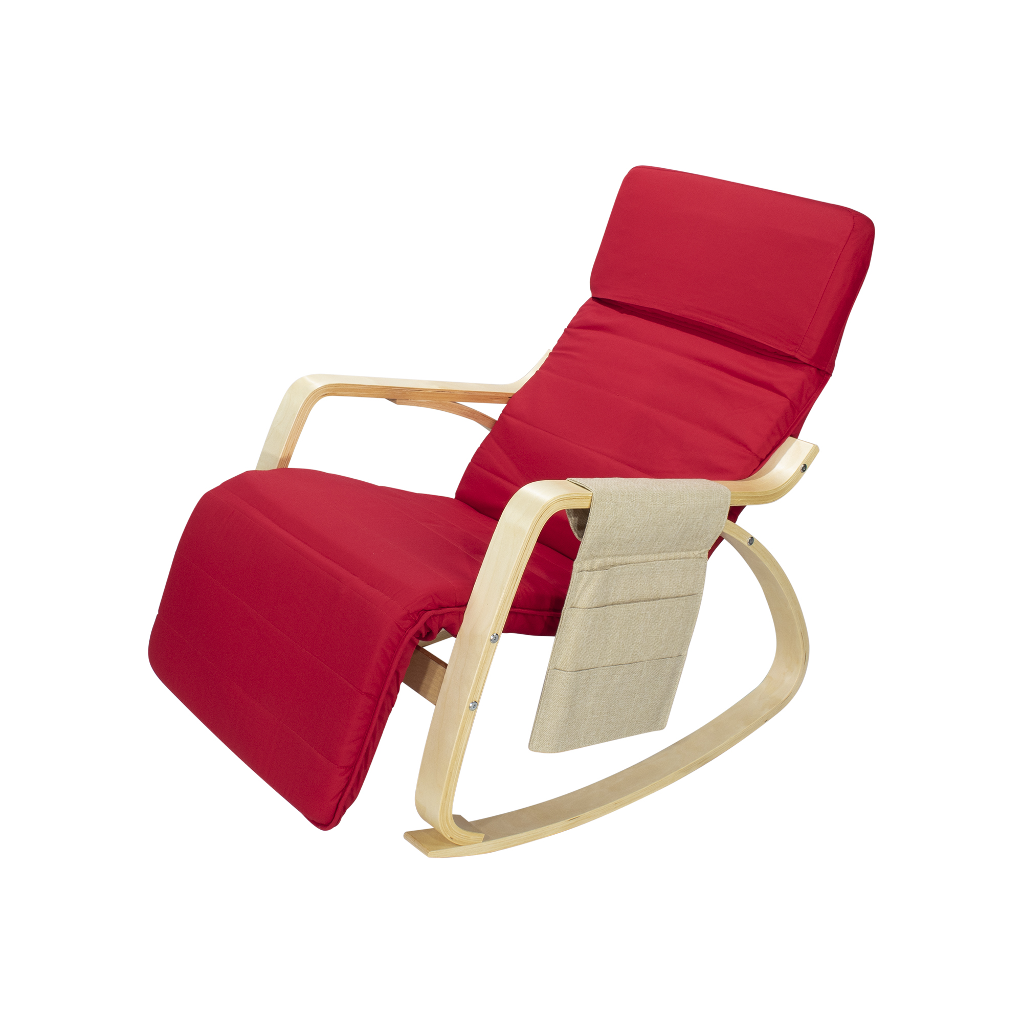 Relaxstuhl Schwingstuhl mit verstellbarem Fussteil D4 Rot Rocking – Relax Chair Chair with Adjustable Footrest D4 Red