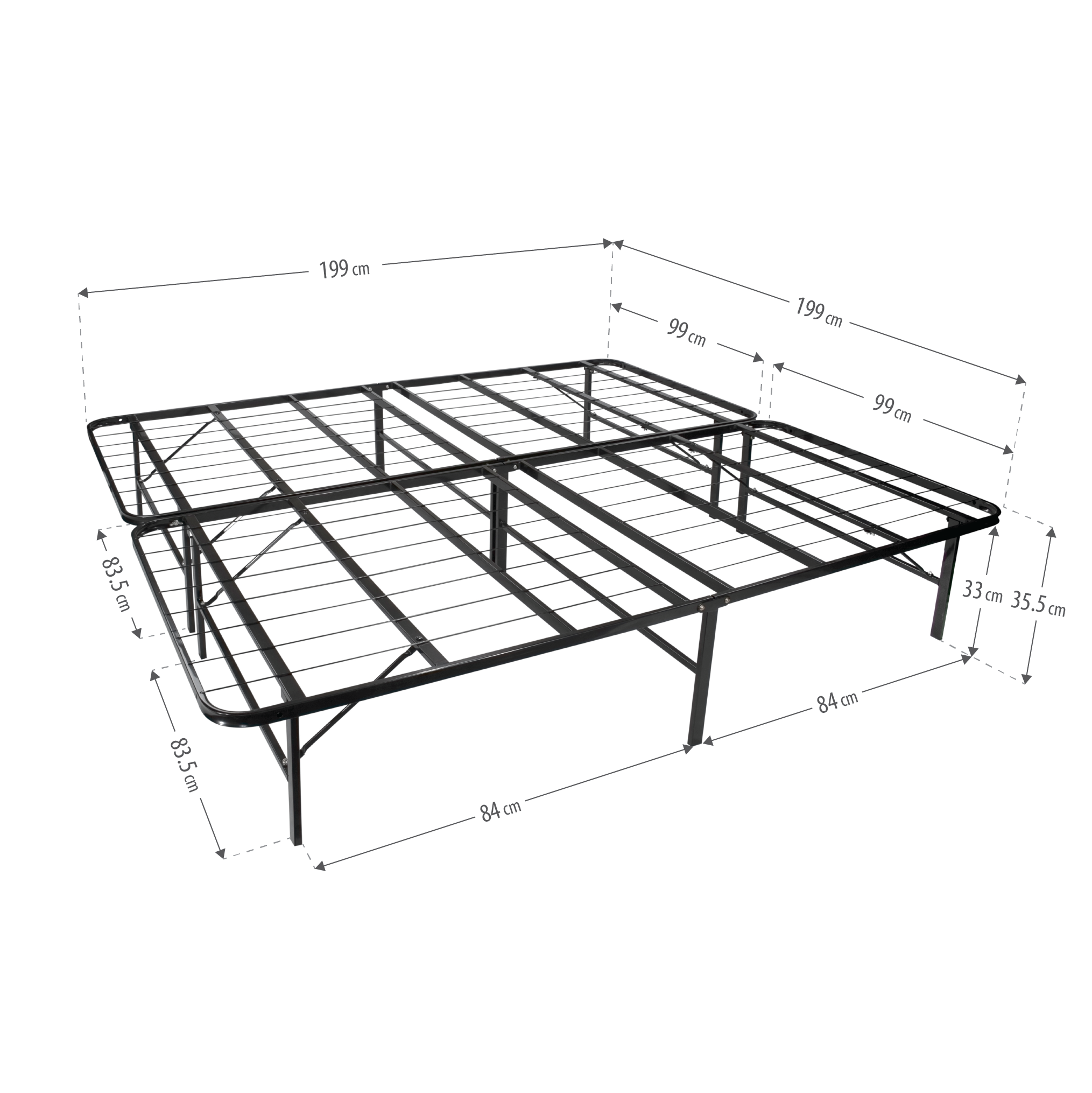 Letto - 200x200 cm Gästebett aus stabilem Metall Letto