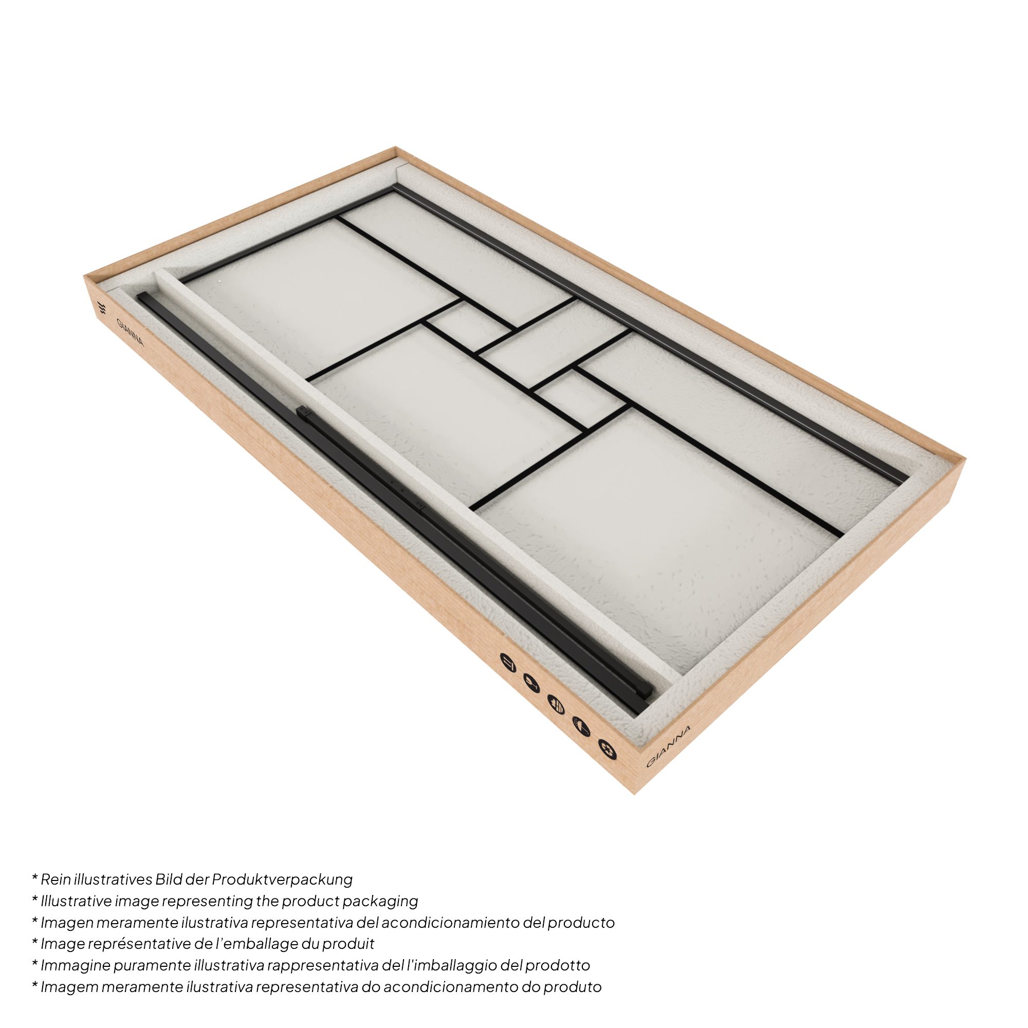 Gianna – Walk In Dusche -R BLACK aus 8 mm starkem durchsichtigem ESG Sicherheitsglas