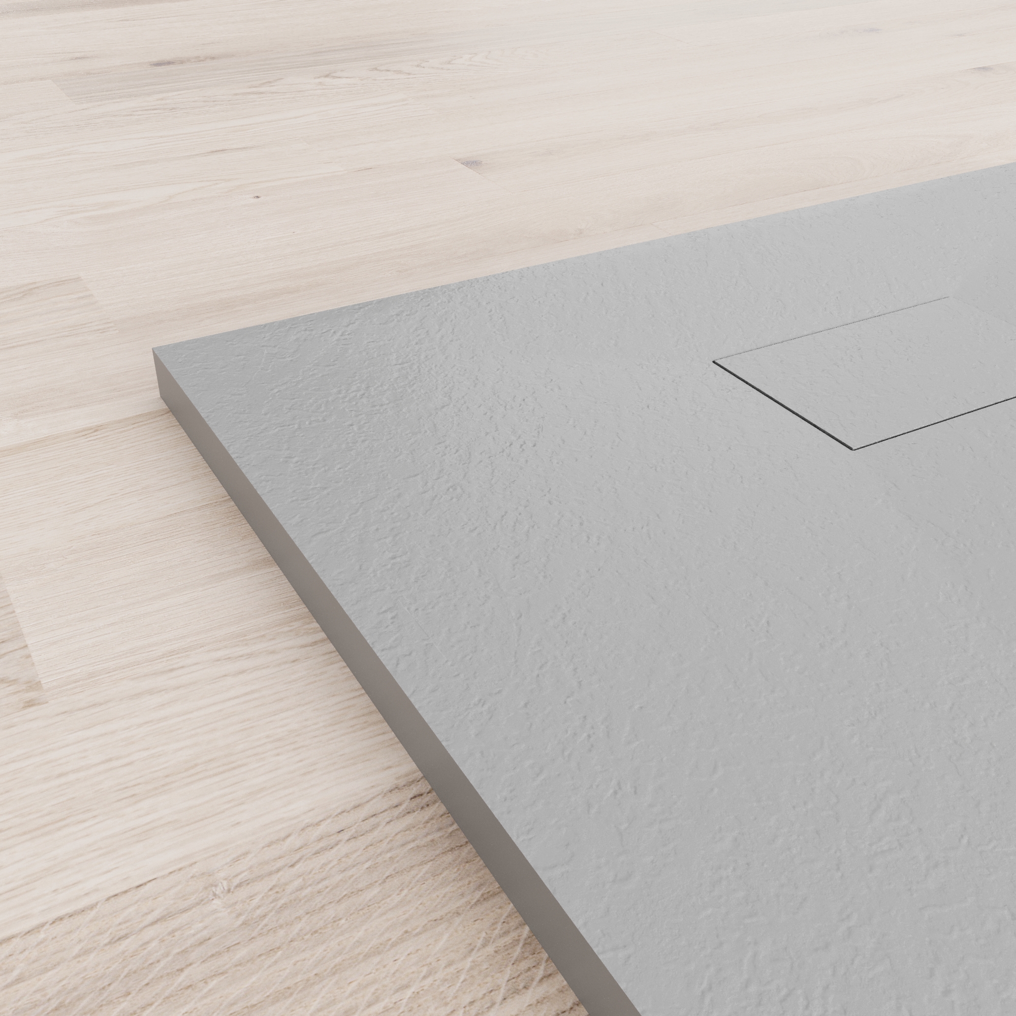 SMC Duschwanne Boreal in Stein-Optik inkl. Ablaufgarnitur - Grau 70x100 cm