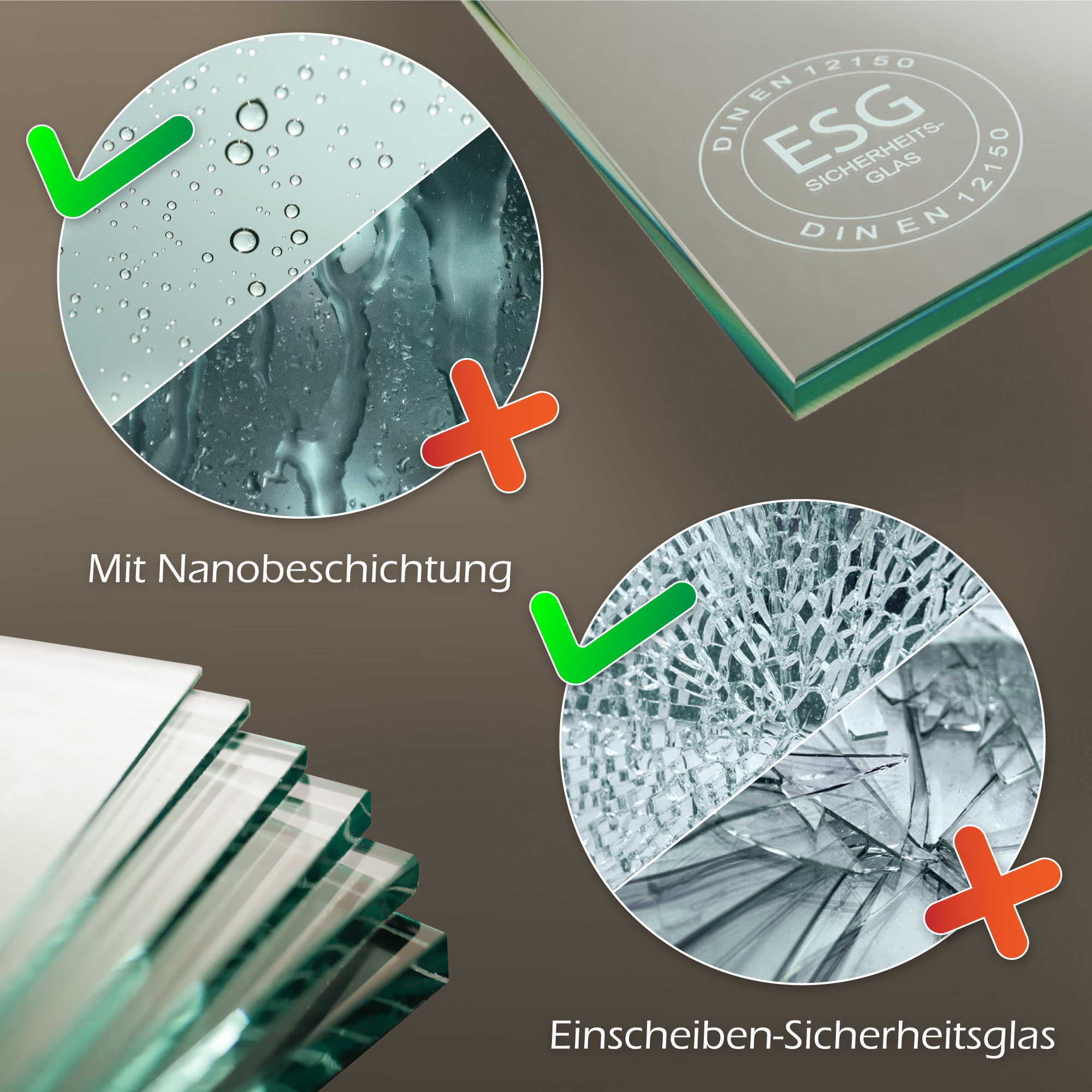 Walk In Duschabtrennung FIONA BLACK aus 10 mm klarem ESG Sicherheitsglas Walk-In Shower Fiona made of 10 mm thick partially frosted ESG safety glass and black aluminum profile.