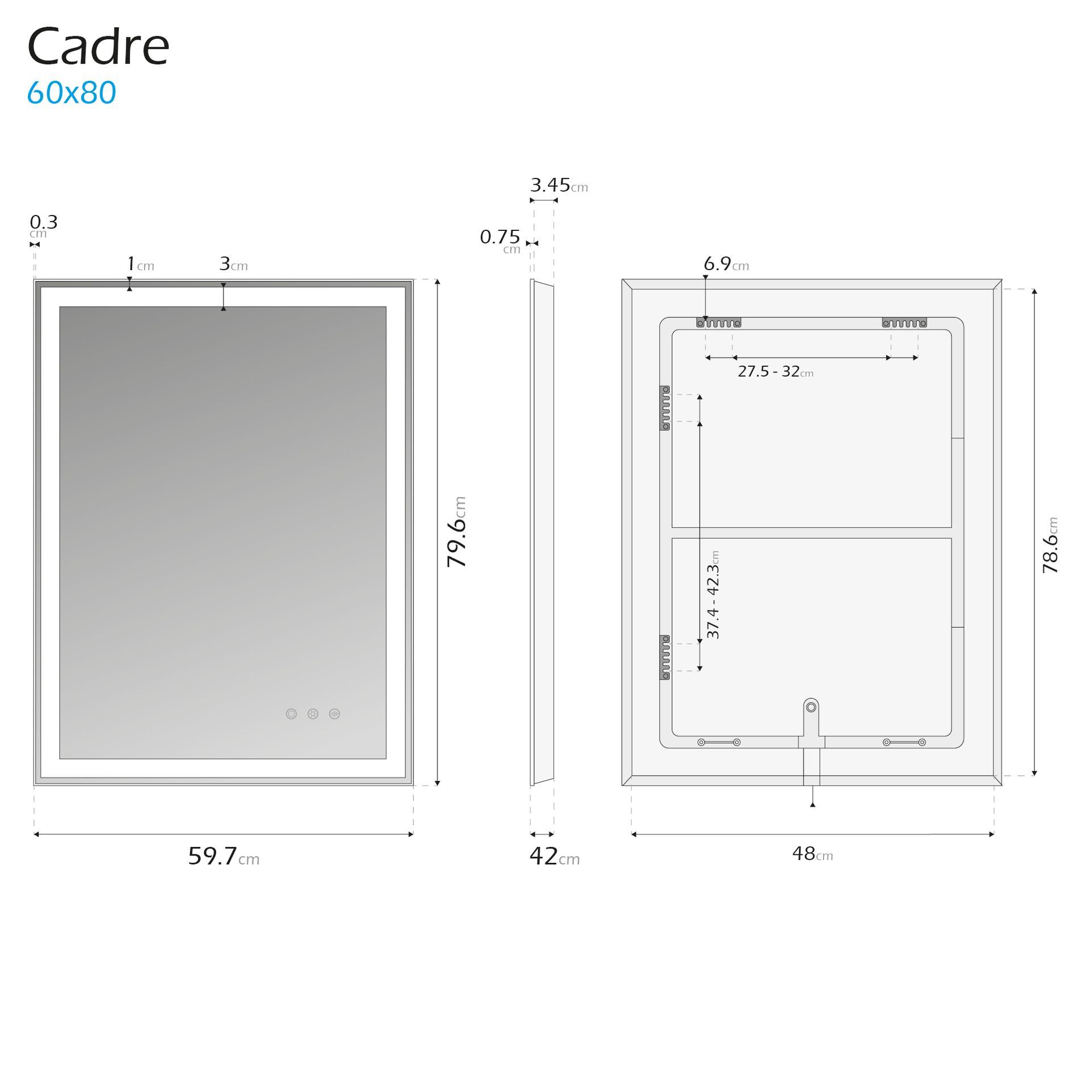 LED Badezimmer Spiegel Cadre mit dimmbarer Beleuchtung, Antibeschlag-Funktion und Farbwechsel LED Badezimmer Spiegel Cadre mit dimmbarer Beleuchtung, Antibeschlag-Funktion und Farbwechsel