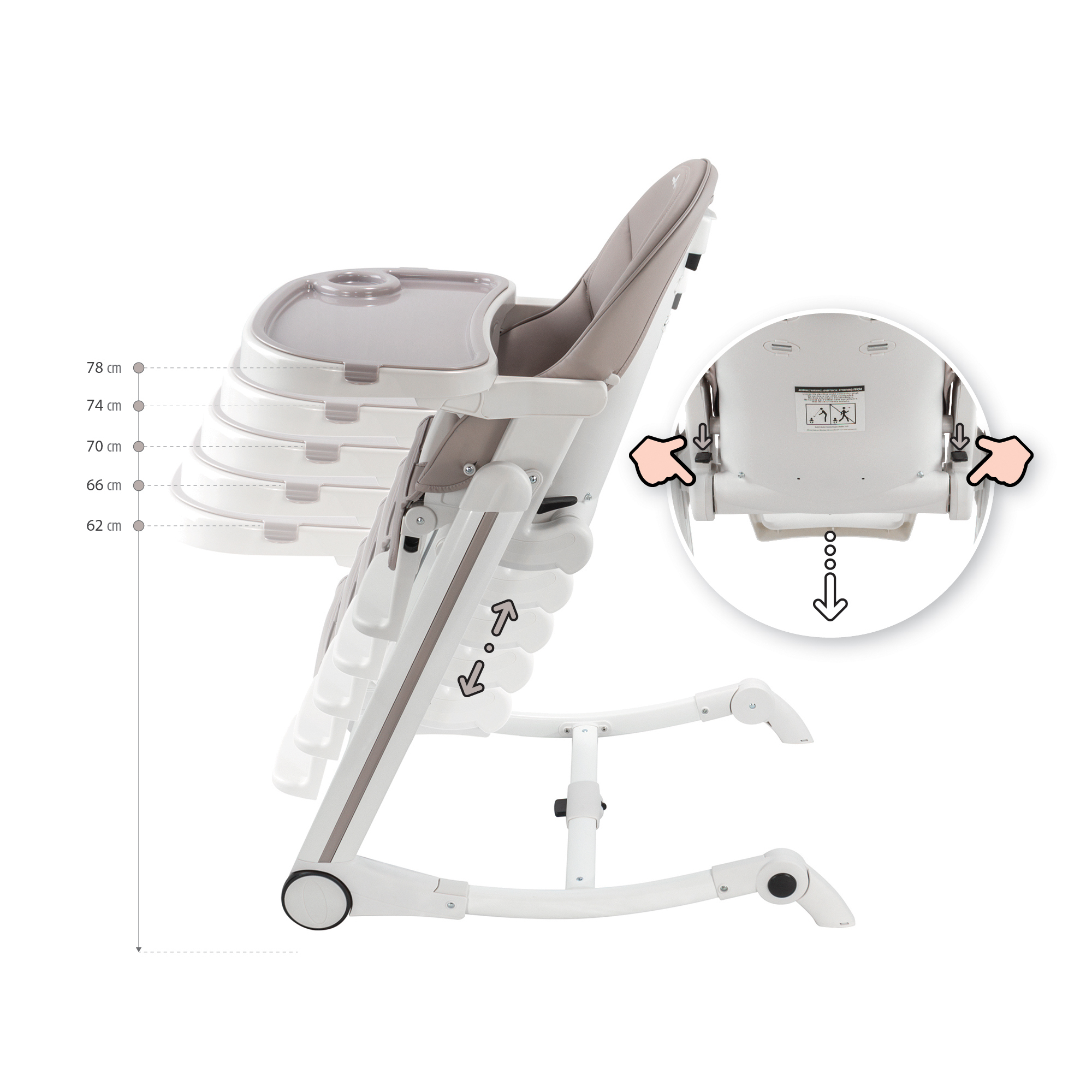 Kinderhochstuhl ADELLE Verstellbar und Klappbar inkl. Spielebogen Weiß-Grau Kinderhochstuhl ADELLE Verstellbar und Klappbar inkl. Spielebogen Weiß-Grau