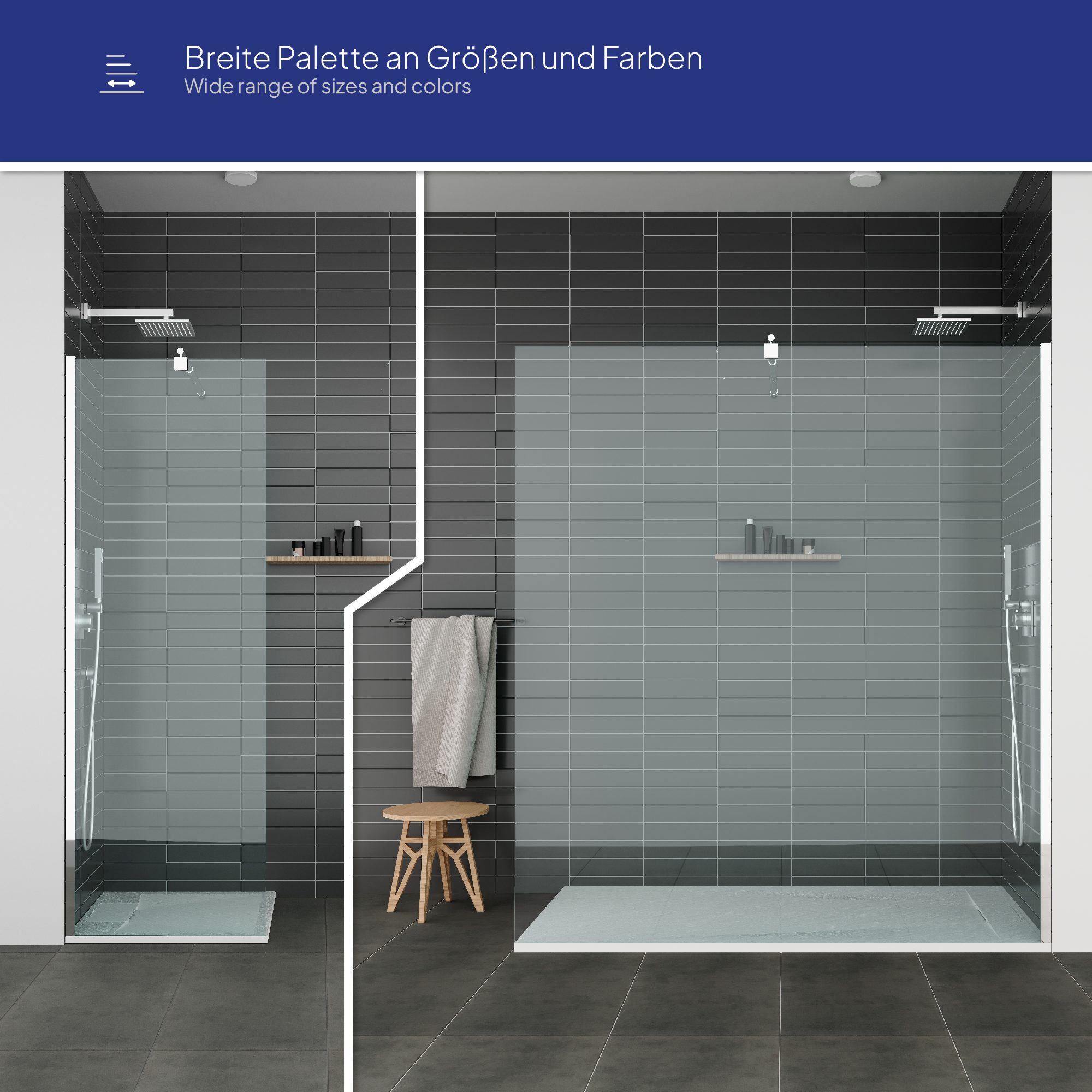 SMC Shower Tray Polar in Stone Look with Drain Assembly - White