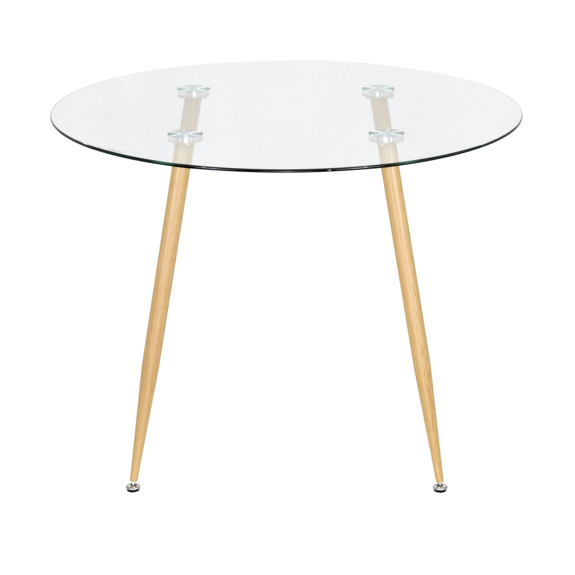 Esszimmer-Tisch CORIN | Tischplatte: Transparentes Glas | Beine: Holz 80 cm