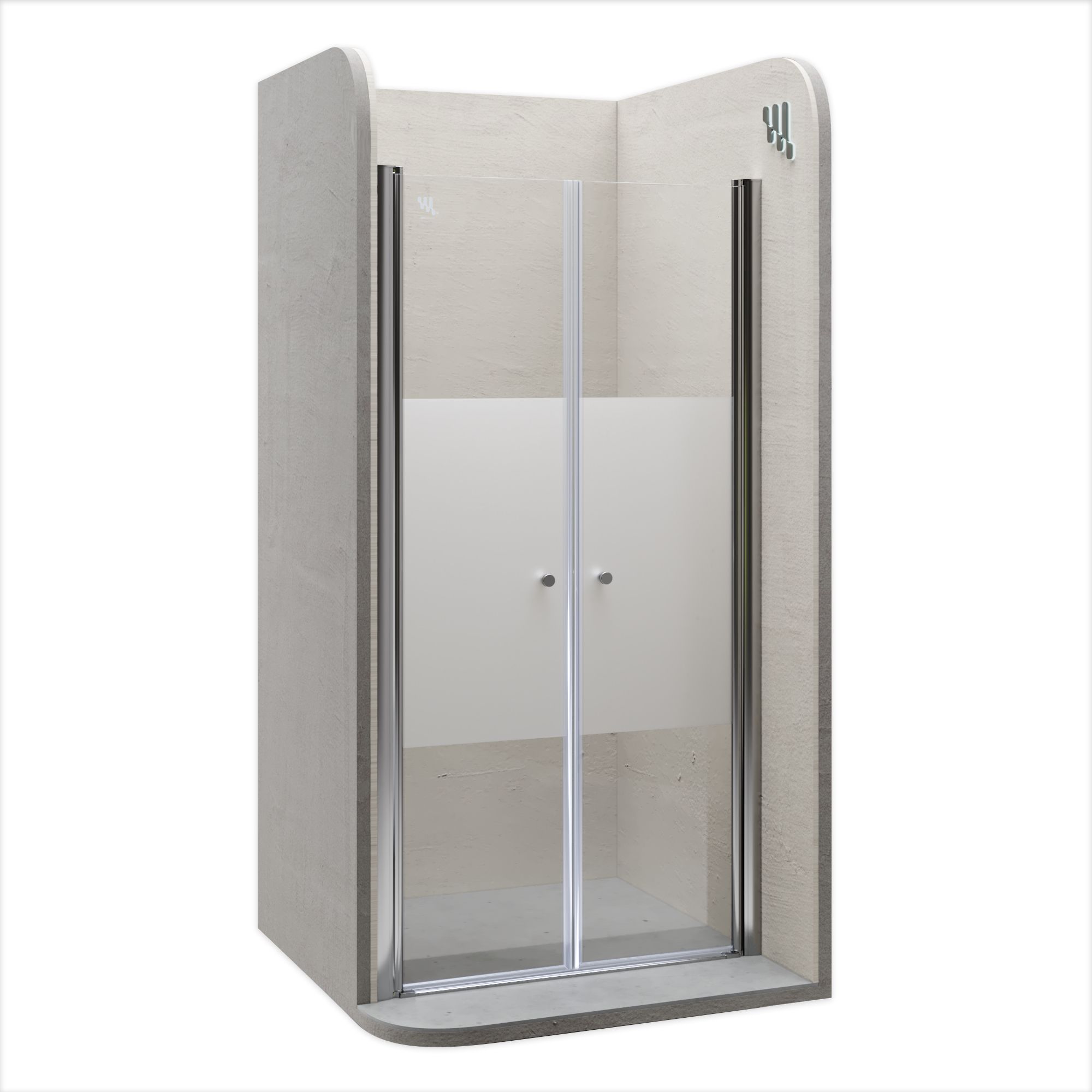 Duschtür Lima mit Pendeltüren 68-140 cm aus teilsatiniertem ESG Sicherheitsglas Duschtür Lima mit Pendeltüren 68-140 cm aus teilsatiniertem ESG Sicherheitsglas