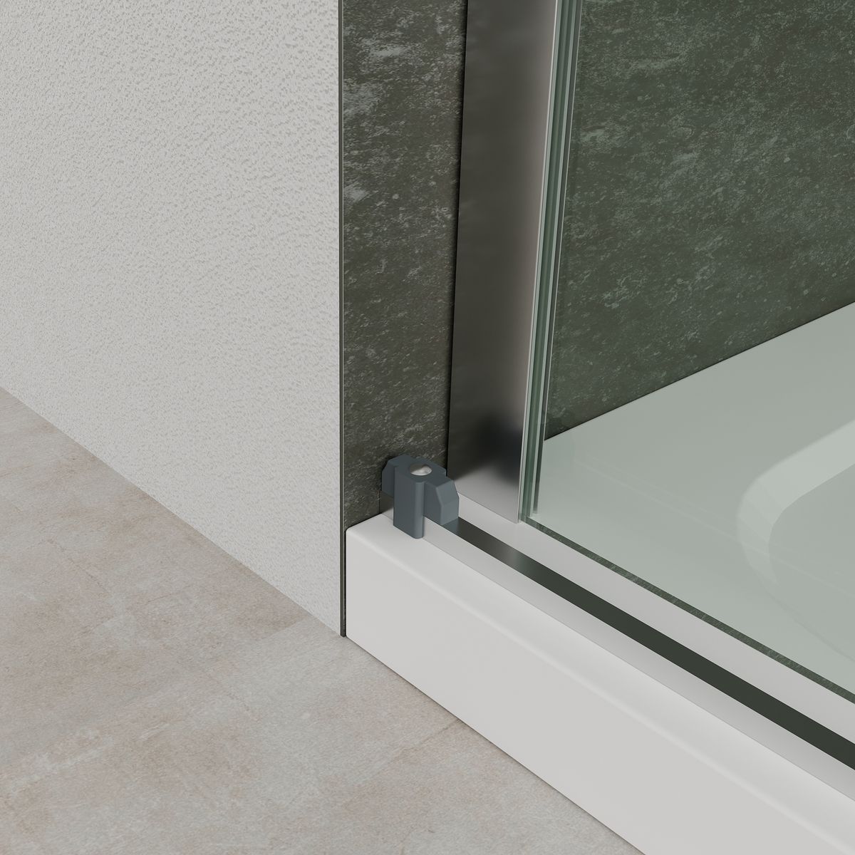 Fronteinstieg NADINE mit Schiebetür in Chrom aus 8mm ESG Klarglas Fronteinstieg NADINE mit Schiebetür in Chrom aus 8mm ESG Klarglas