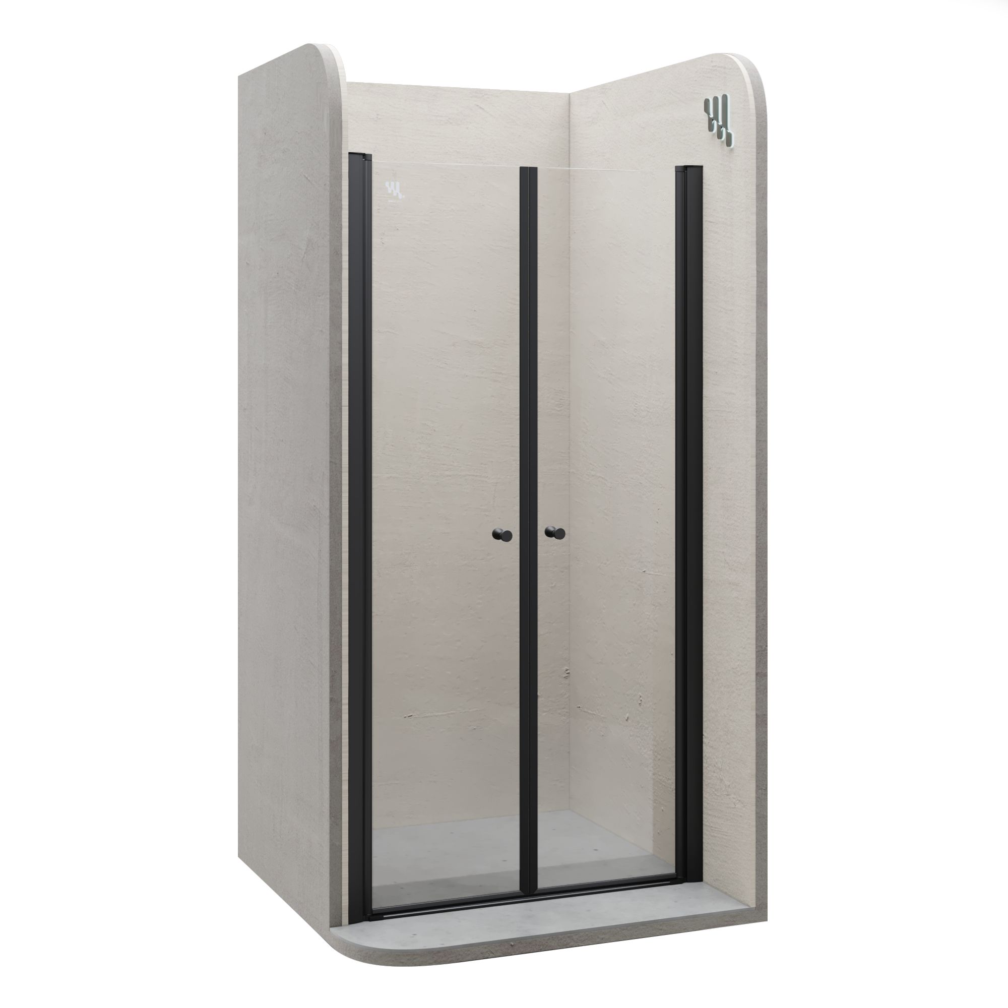 Duschtür Lima BLACK mit Pendeltüren 68-140 cm aus ESG Sicherheitsglas