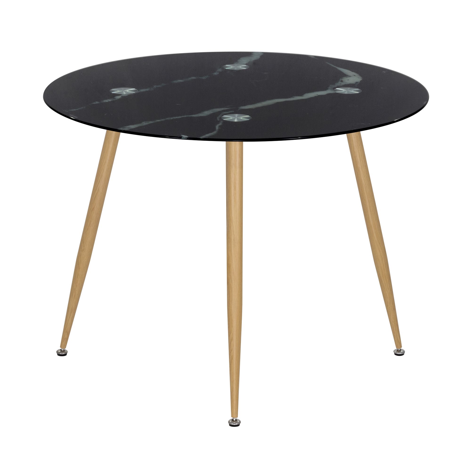 Esszimmer-Tisch CORIN | Tischplatte: Glas in schwarzer Marmor Optik | Beine: Massivholz Esszimmer-Tisch CORIN | Tischplatte: Glas in schwarzer Marmor Optik | Beine:Holz 80 cm