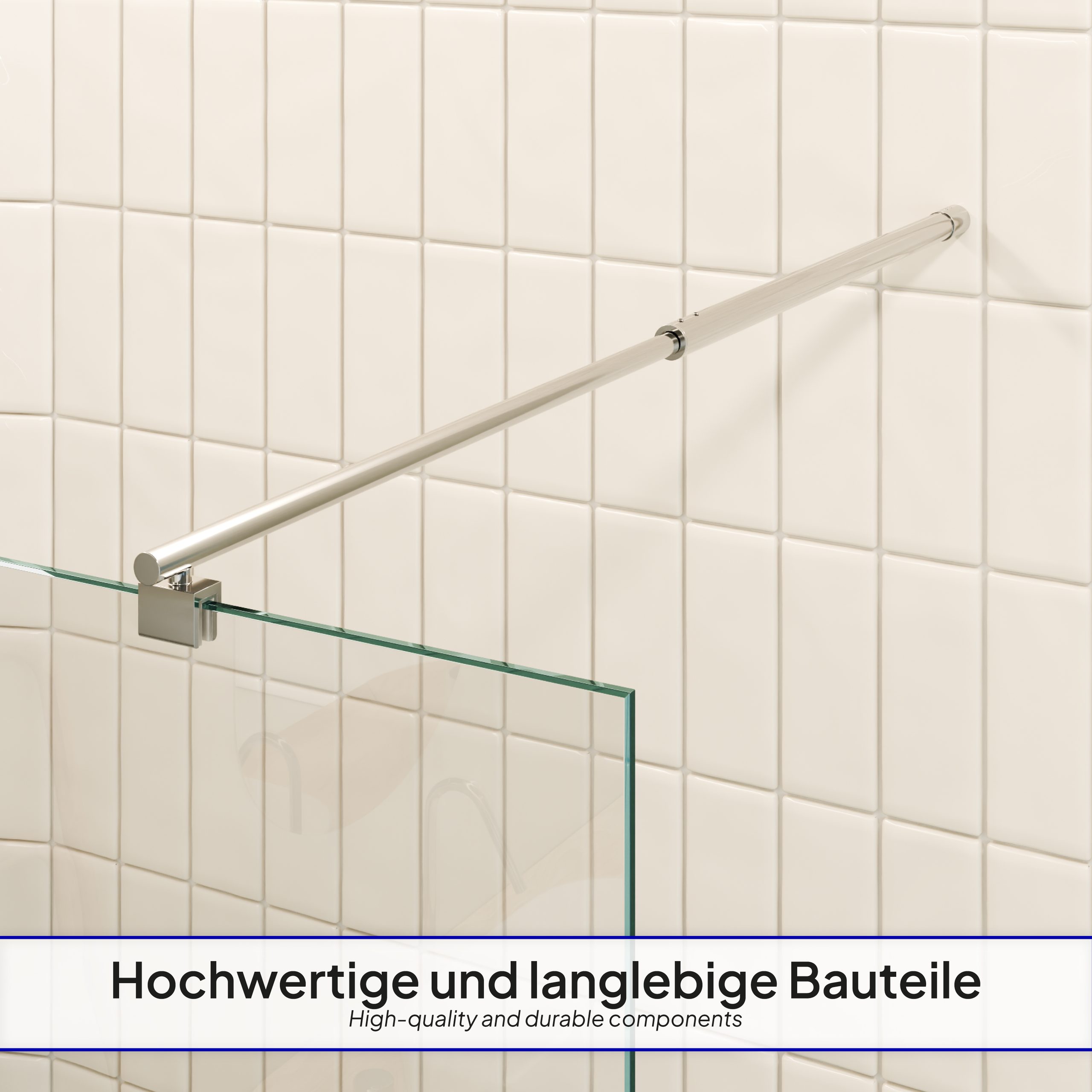 Fiona – Walk-In Shower made of 10 mm thick partially frosted ESG safety glass and stainless steel profile.