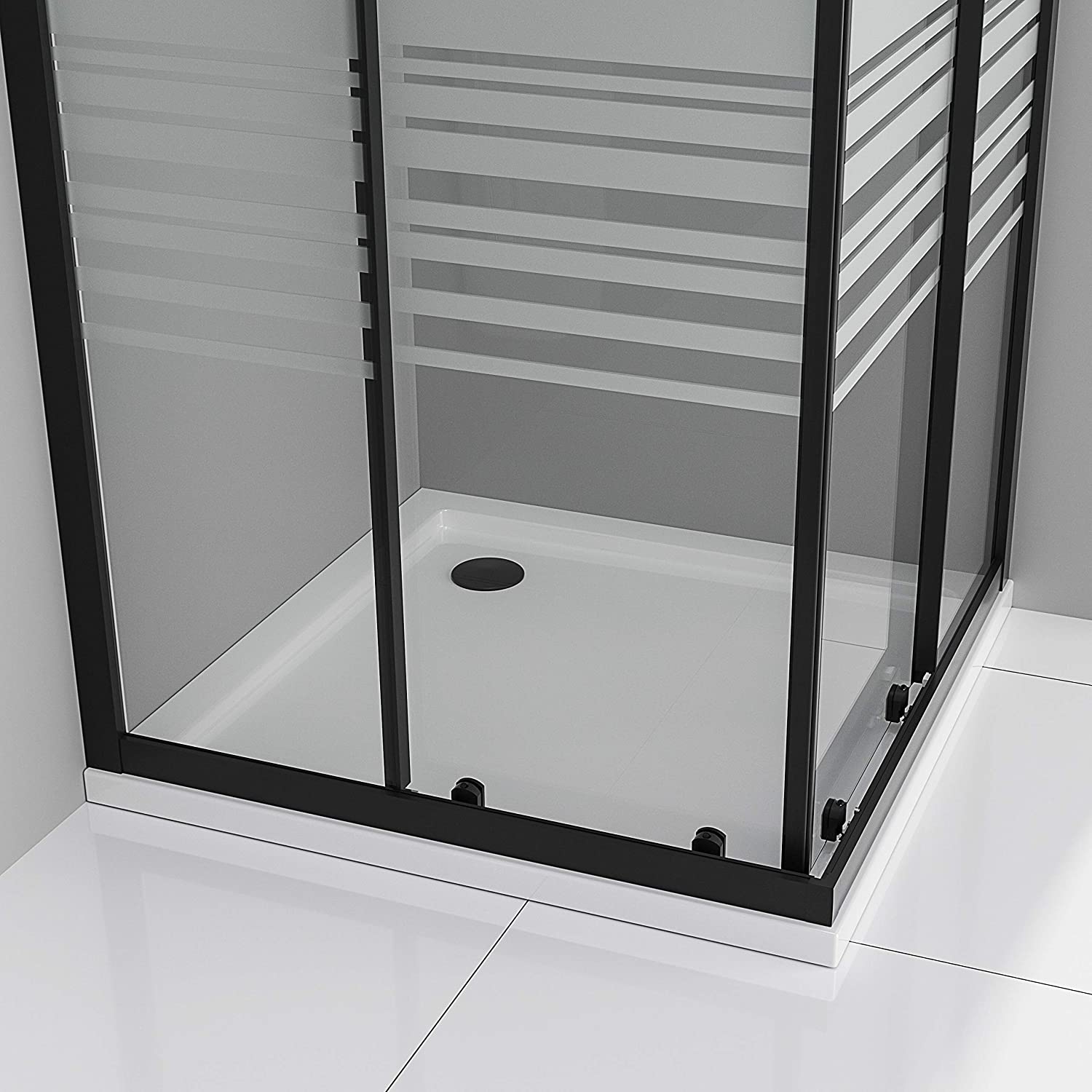 Eckeinstieg Danielle mit Schiebetüren aus teilsatiniertem ESG Sicherheitsglas Eckeinstieg Danielle mit Schiebetüren aus teilsatiniertem ESG Sicherheitsglas