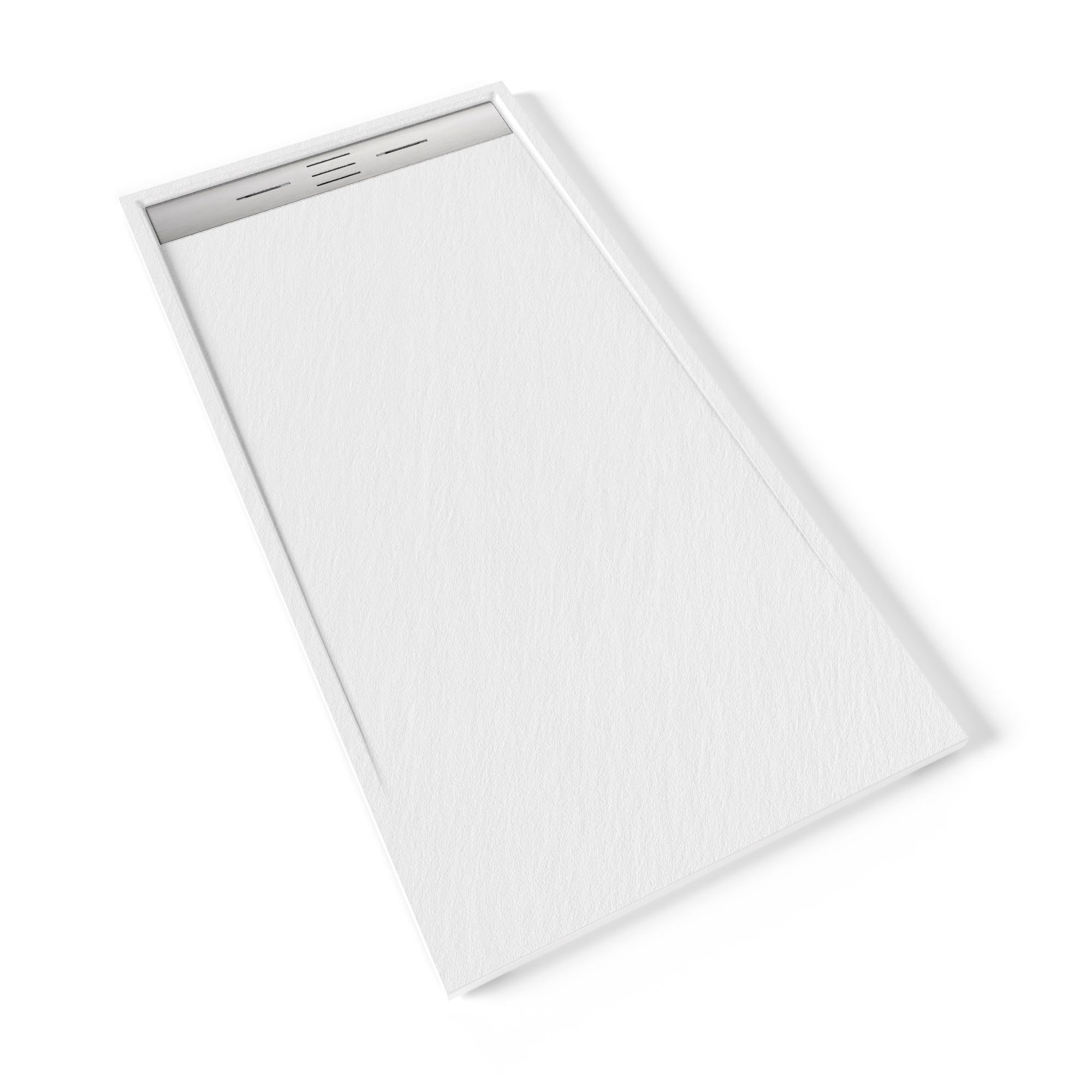 SMC Shower Tray Hiemal in Slate Finish, including White Drain Assembly with Stainless Steel Cover