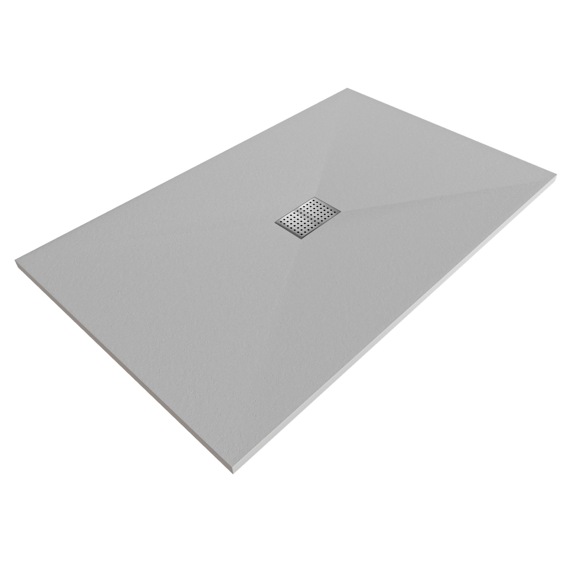 Tray – SMC Shower Boreal in Stone Look with Drain Assembly - Grey