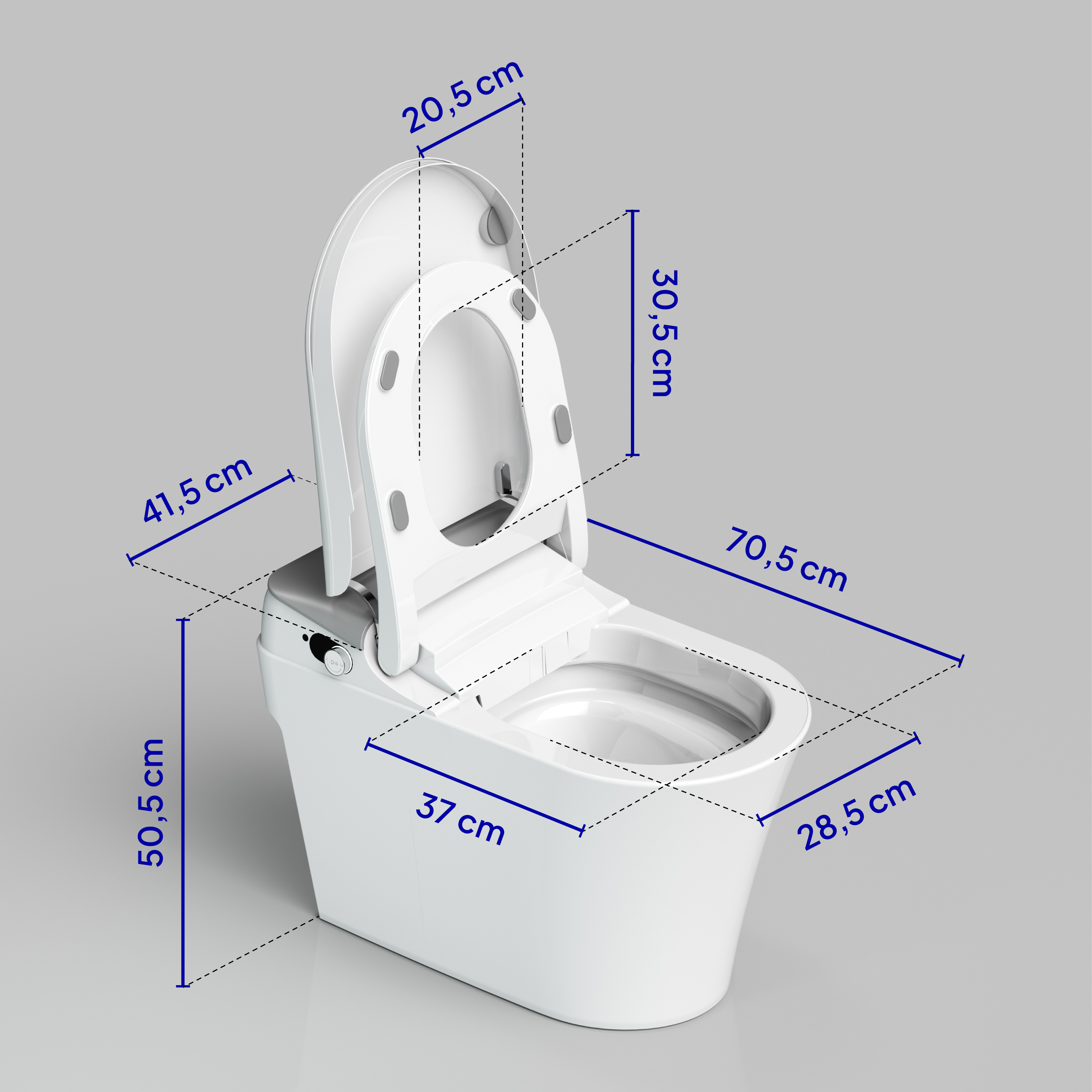 Dusch-WC MISA mit Display, Fernbedienung, beheizbarem Sitz und integrierten Hygienefunktionen