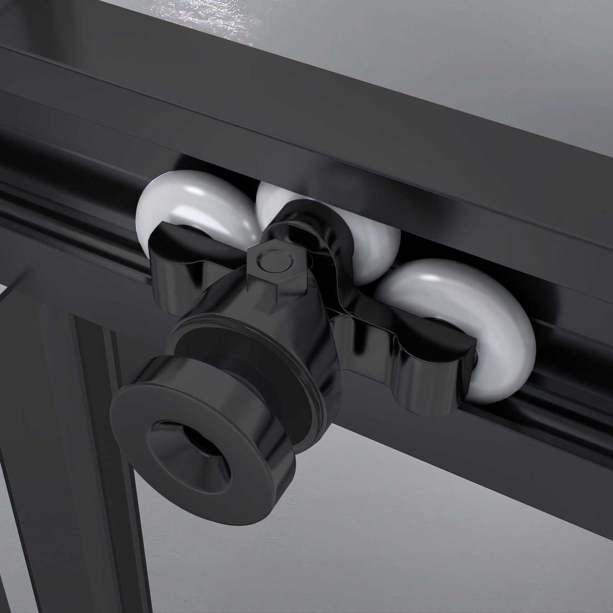 Duschtür Nischentür Kaylee DD Black mit Schiebetür aus 6mm ESG Klarglas 200x 195 cm-195 cm