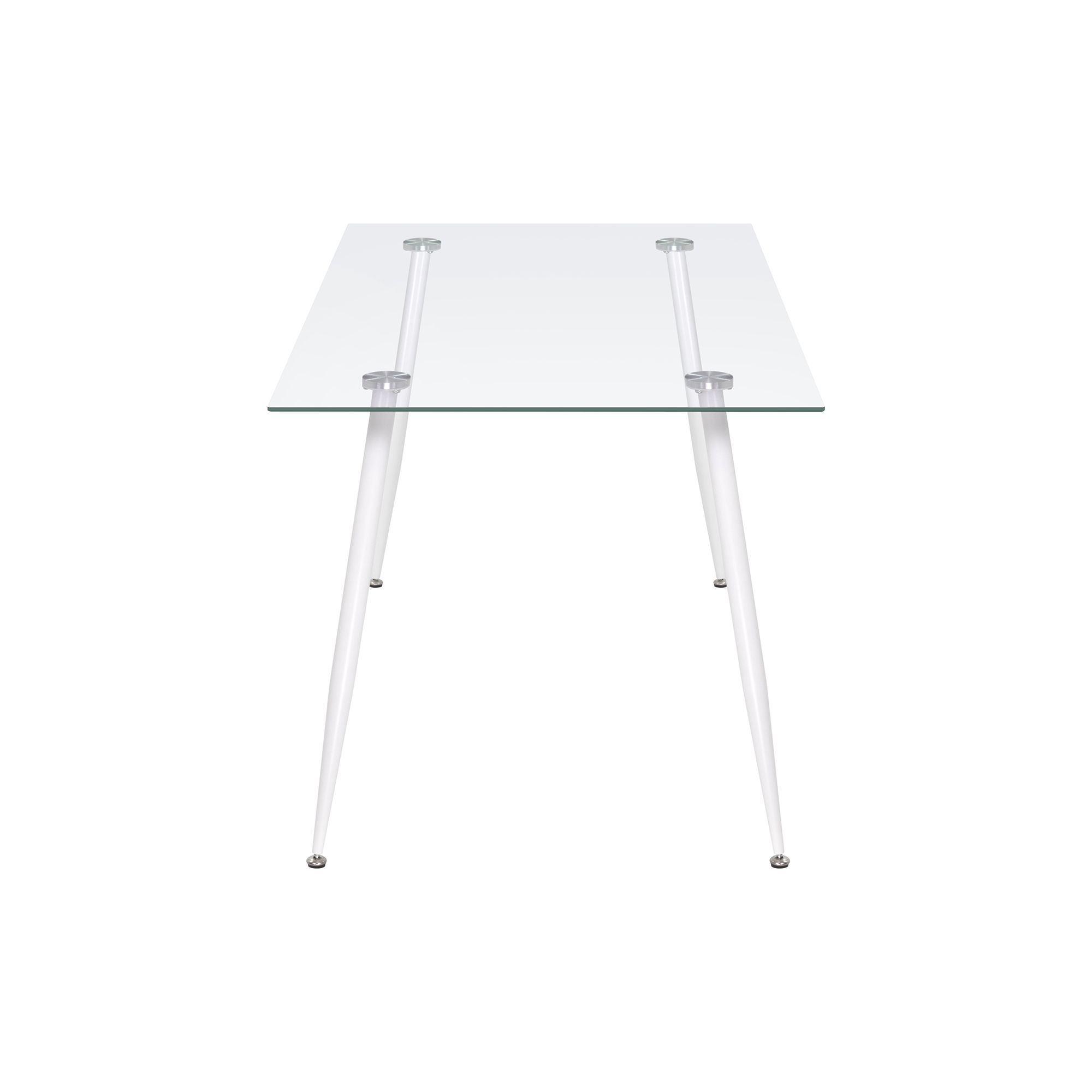 Esszimmer-Tisch BEALE | Tischplatte: Transparentes Glas | Beine: Weiß Esszimmer-Tisch BEALE | Tischplatte: Transparentes Glas | Beine: Weiß 160 cm