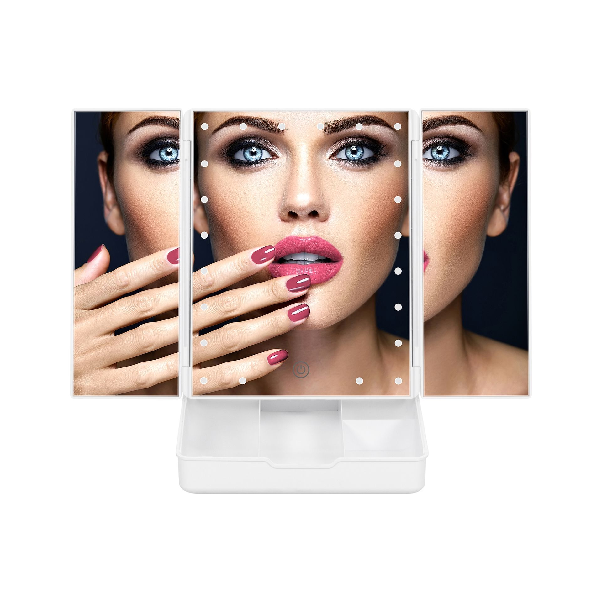 Schminkspiegel mit Vergrößerung MakeUp BOX, mit 21 dimmbaren LED-Lampen