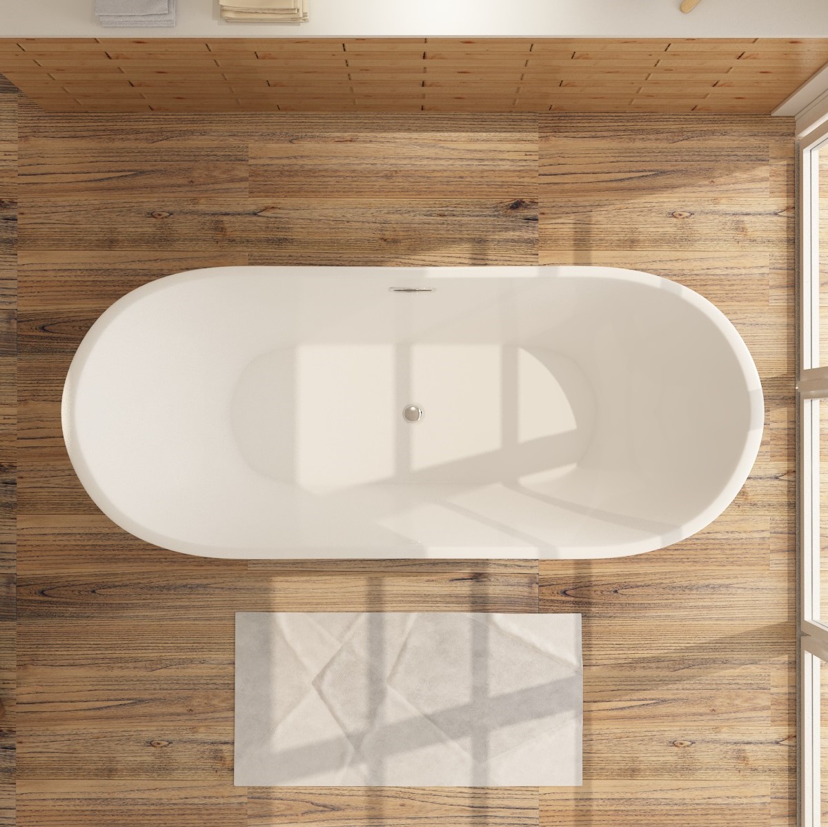 Freistehende Badewanne aus Sanitäracryl Lugano Grau-Weiß 
