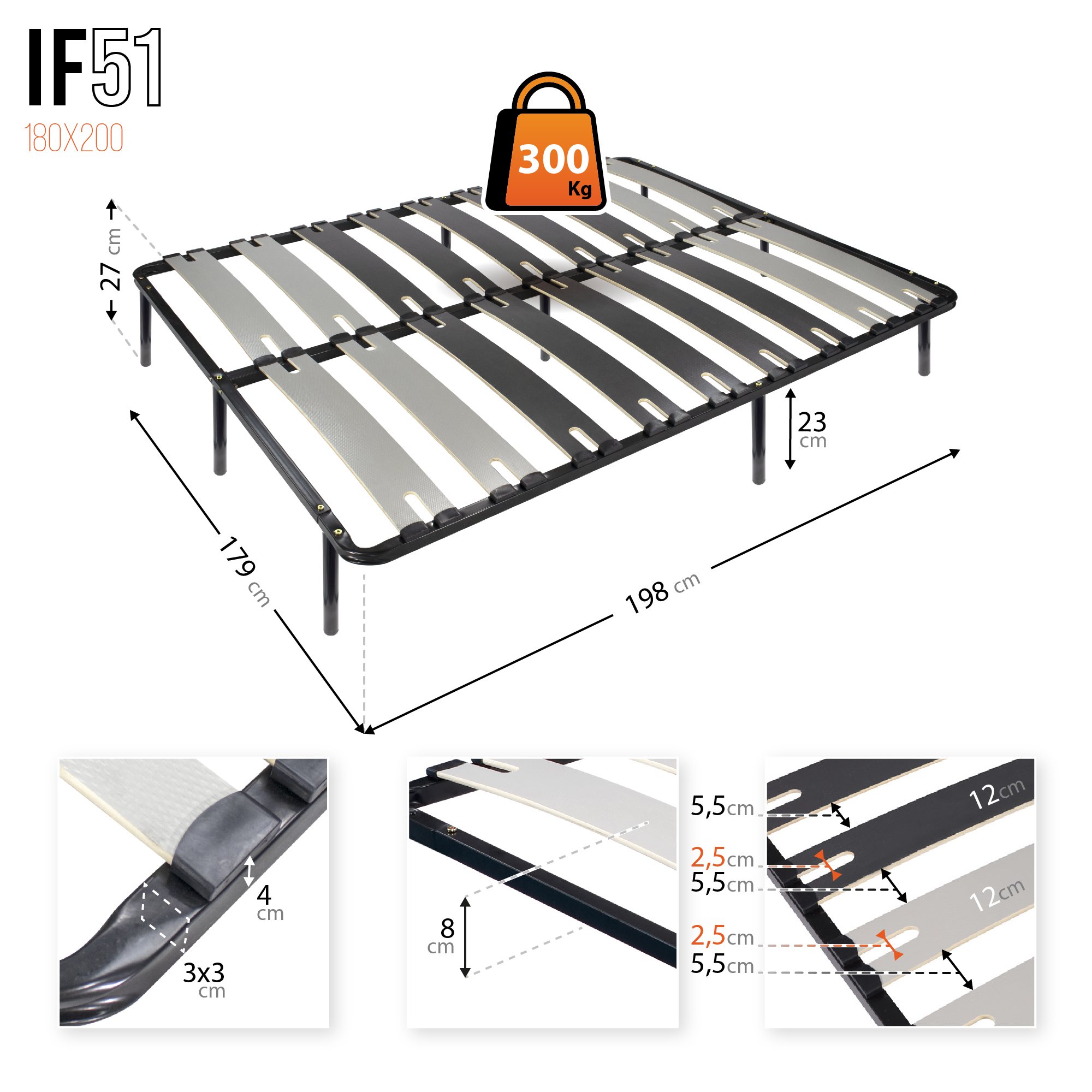 Ergo IF51 Guest Bed on Legs with Storage - Suitable for All Mattresses and Beds
