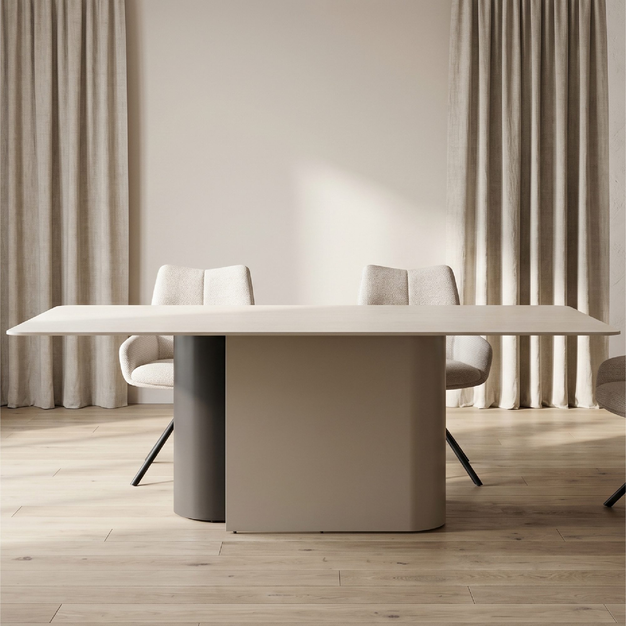 Quarles – Esstisch aus Keramik in edler Steinoptik in Beige