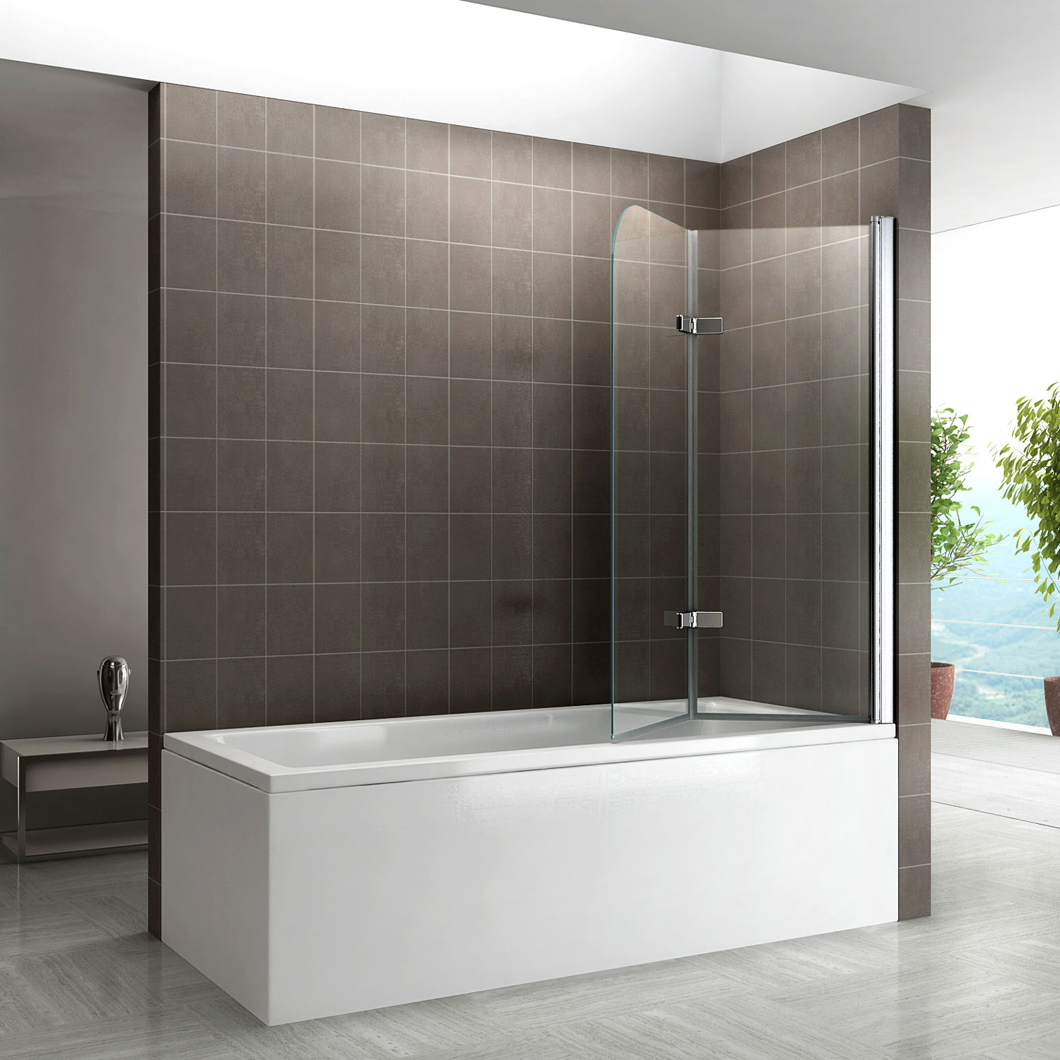 Badewannenaufsatz Anita mit Falttüren aus ESG Sicherheitsglas