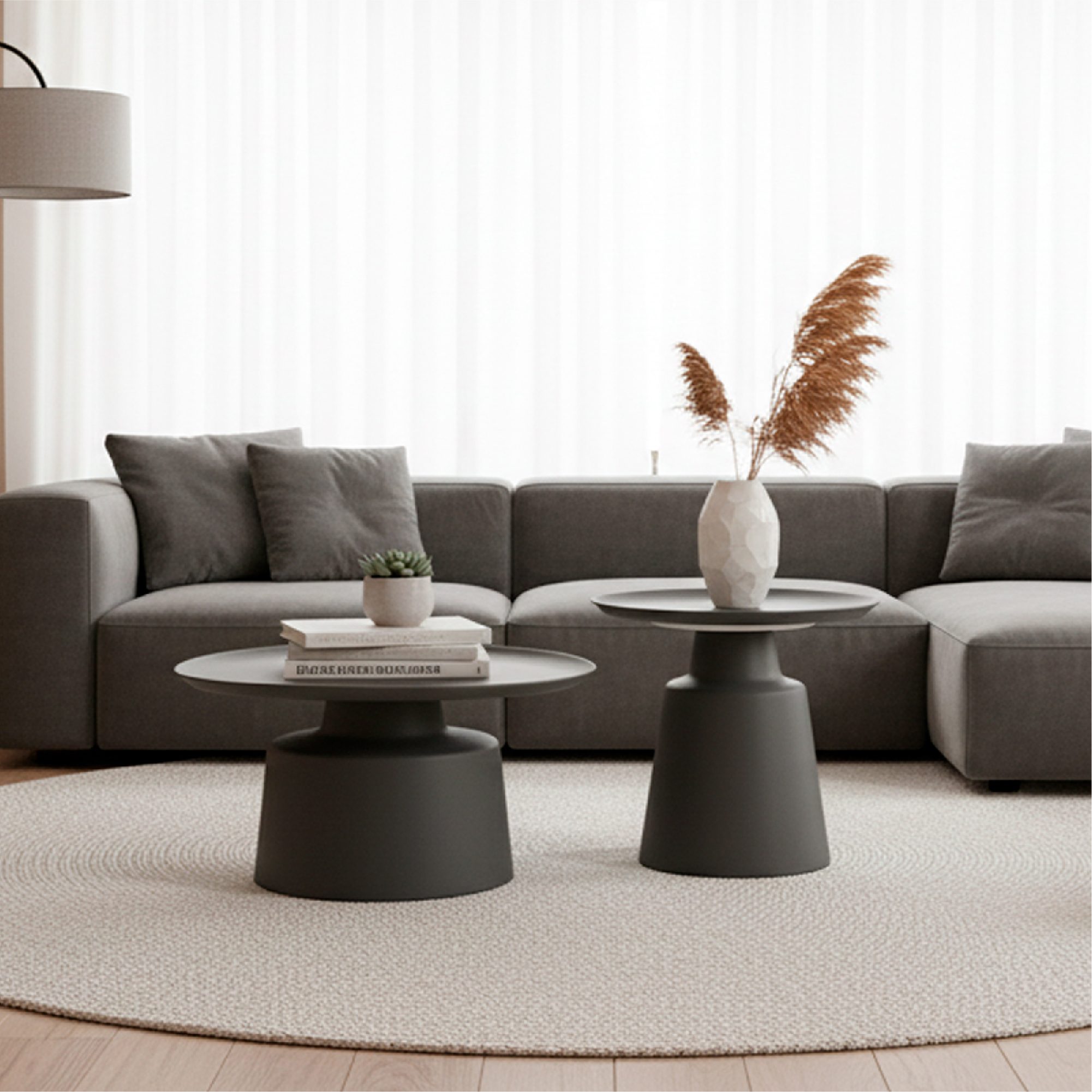 Couchtisch / Beistelltisch ONAT | Metallstruktur in Schwarz - 2er Set