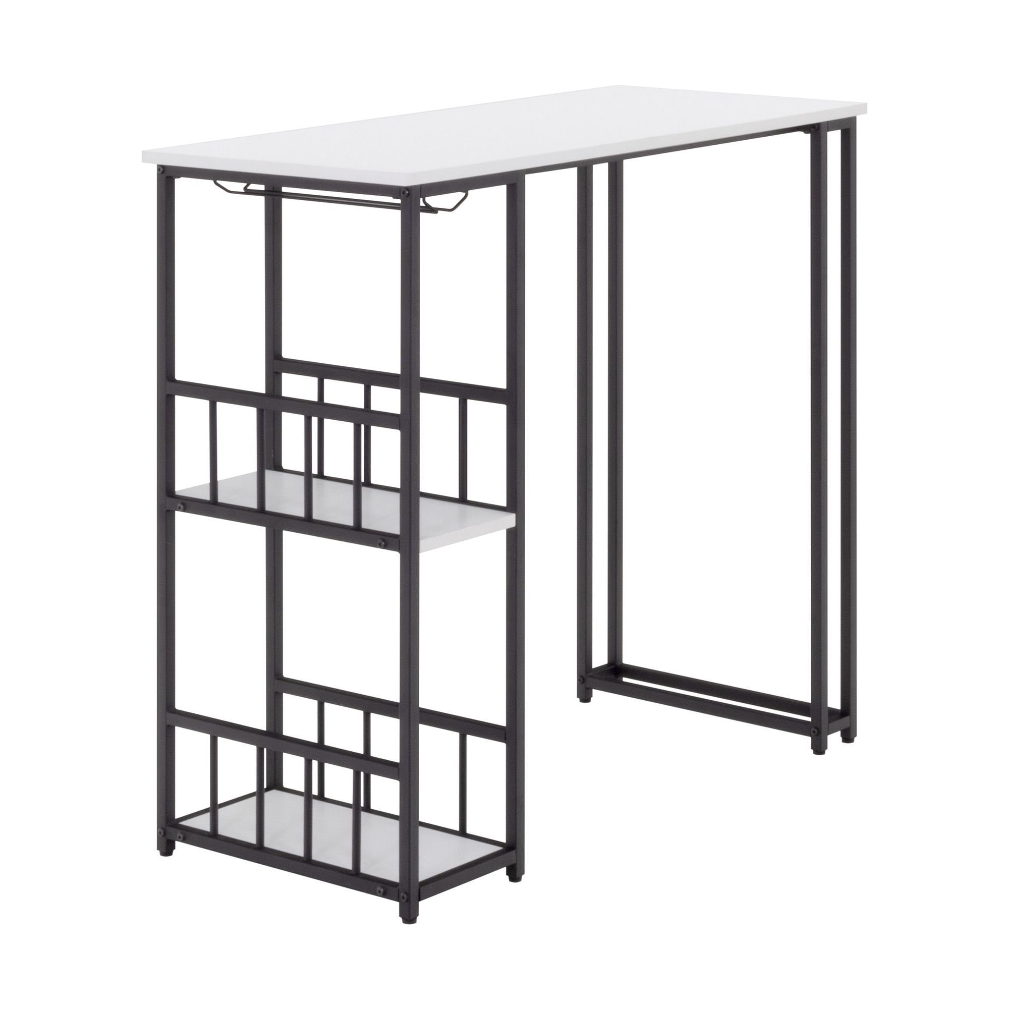 i-flair Standing Table Bar Table Gavin – Standing Table with Steel Frame and 2 Shelves & Glass Holder in White i-flair Standing Table Bar Table Gavin – Standing Table with Steel Frame and 2 Shelves & Glass Holder in White