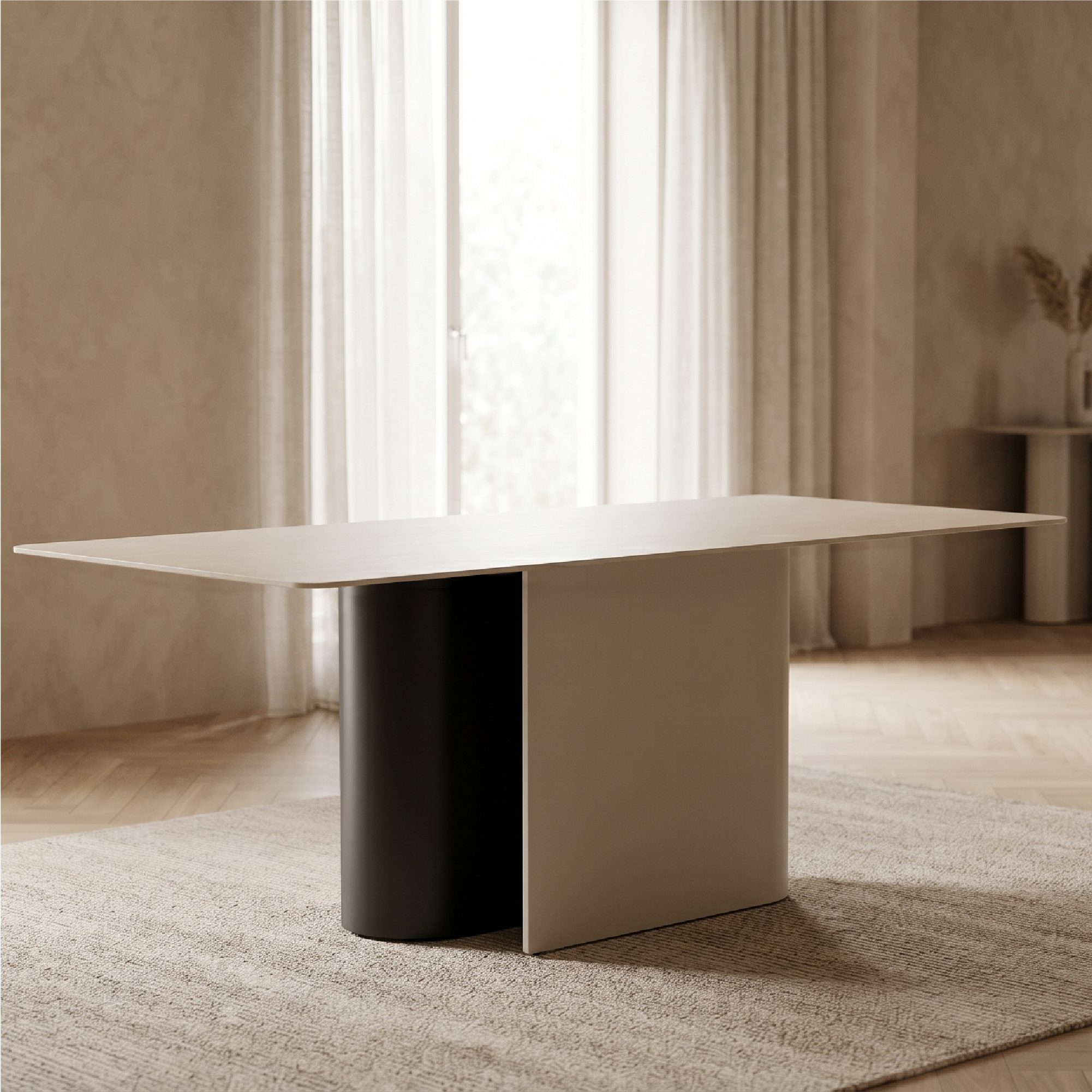 Quarles – Esstisch aus Keramik in edler Steinoptik in Beige