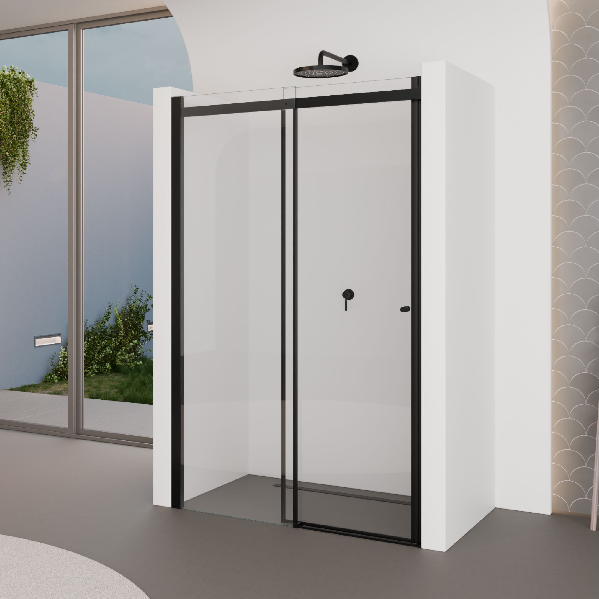 Shower Door Niche Door Kaylee BLACK with Sliding Door made of 6mm Tempered Clear Glass Shower Door Niche Door Kaylee BLACK with Sliding Door made of 6mm Tempered Clear Glass