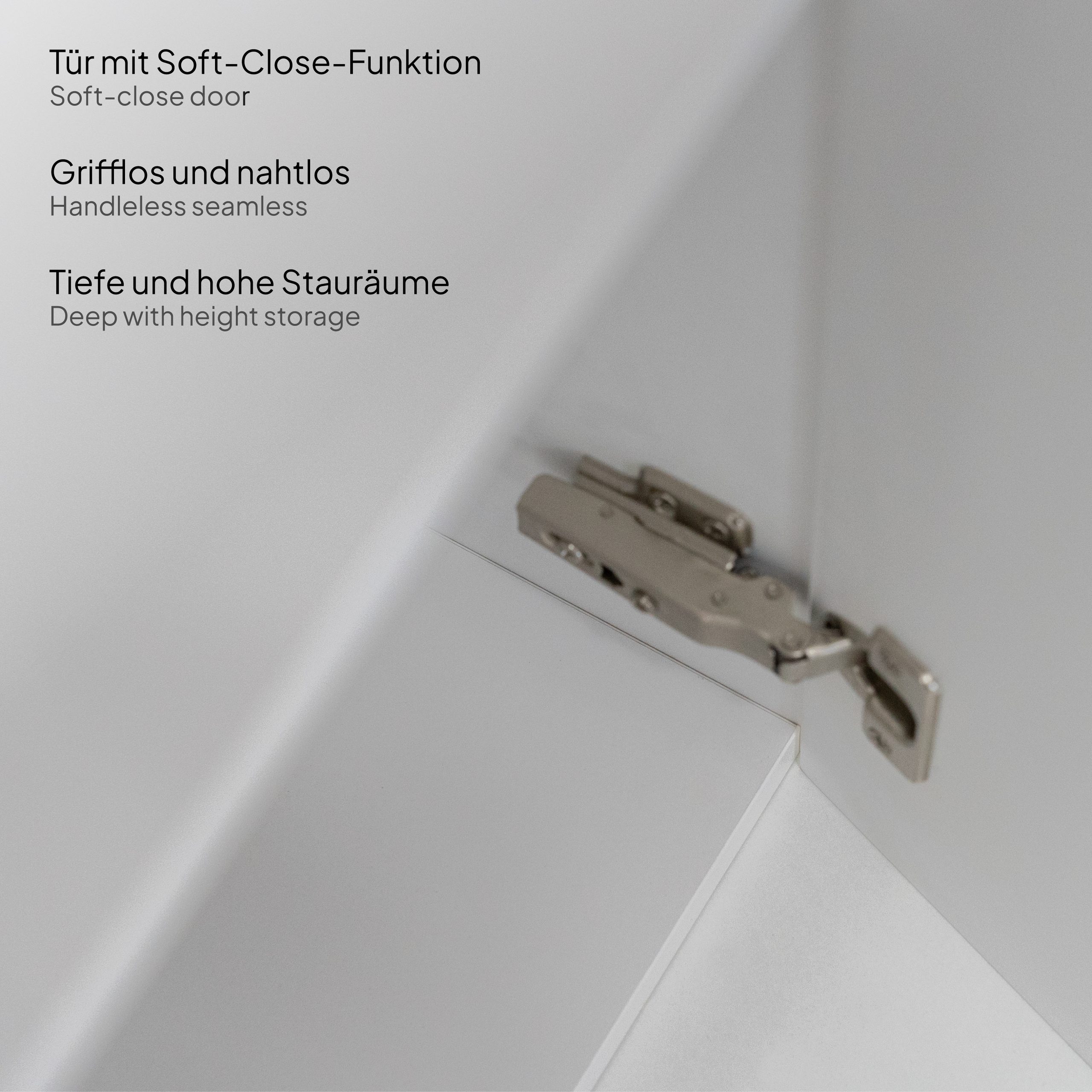 Badmöbel-Set Atena [120 cm] mit Mineralharz-Waschbecken in Hochglanz Schwarz, Unterschrank mit Spiegel und hängendem Hochschrank in Weiß