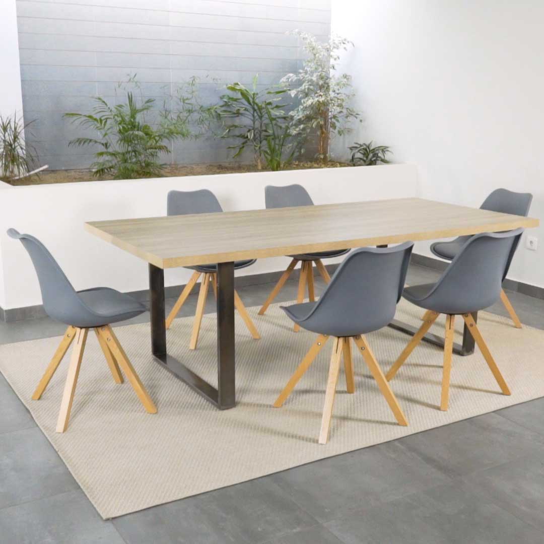 Esszimmertisch MACON Kufentisch Holztisch Esstisch - Eiche + Industrial 140x 80 cm