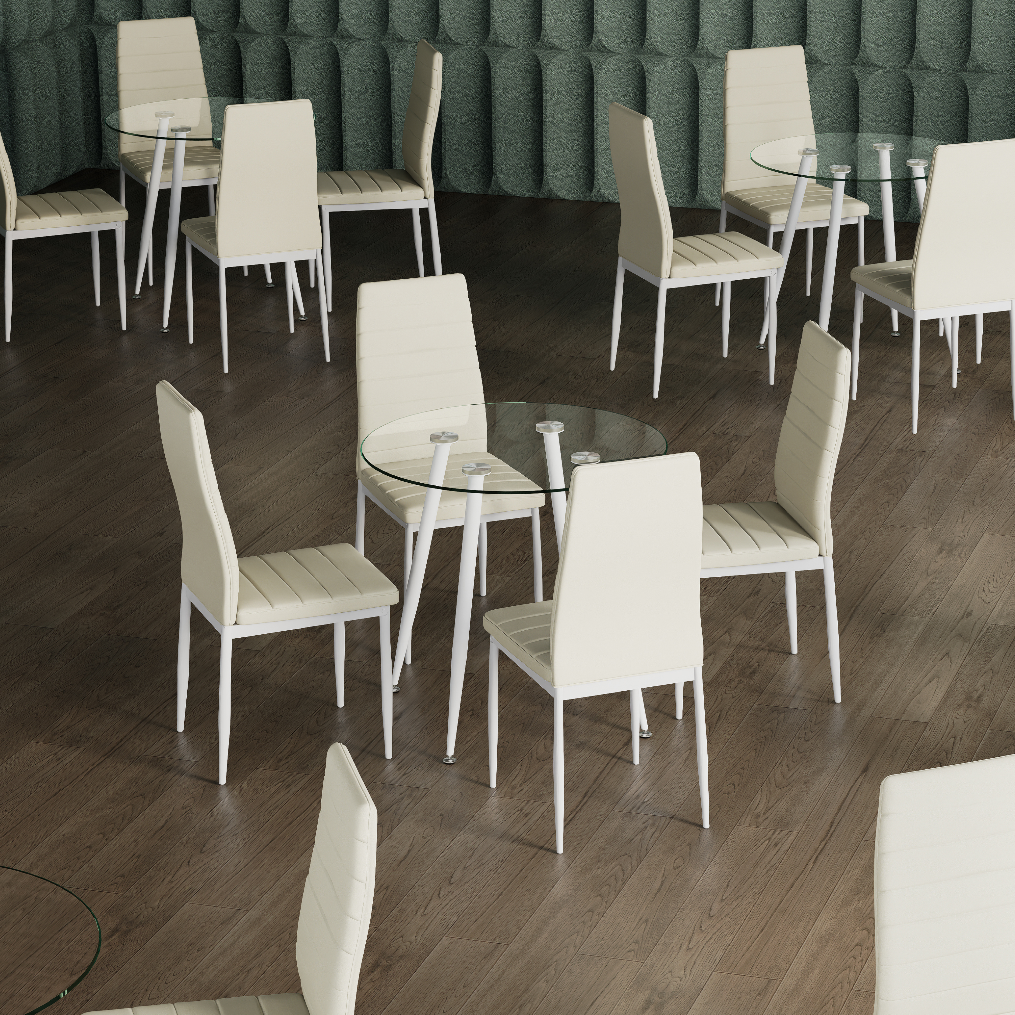 CORIN – Esszimmer-Tisch | Tischplatte: Transparentes Glas | Beine: Weiß