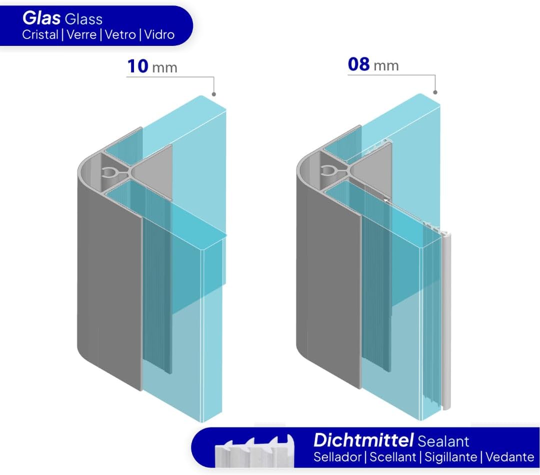 Hochwertiges Eckprofil aus verchromtem Aluminium – 180 cm/190 cm/200 cm Hochwertiges Eckprofil aus verchromtem Aluminium – 180 cm/190 cm/200 cm