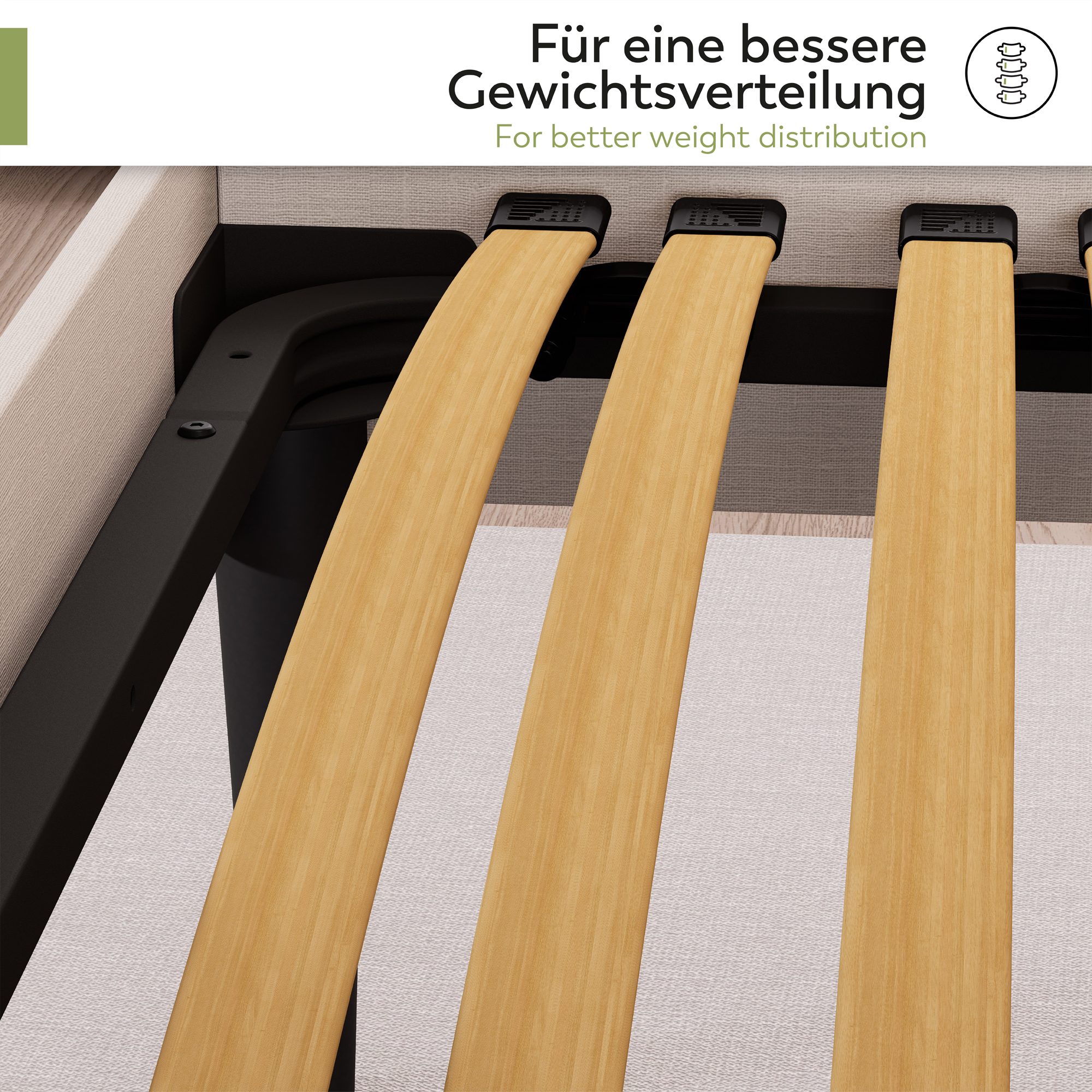 Tellerlattenrost HARRY mit stabiler Metallrahmen - ergonomisch und verstellbar