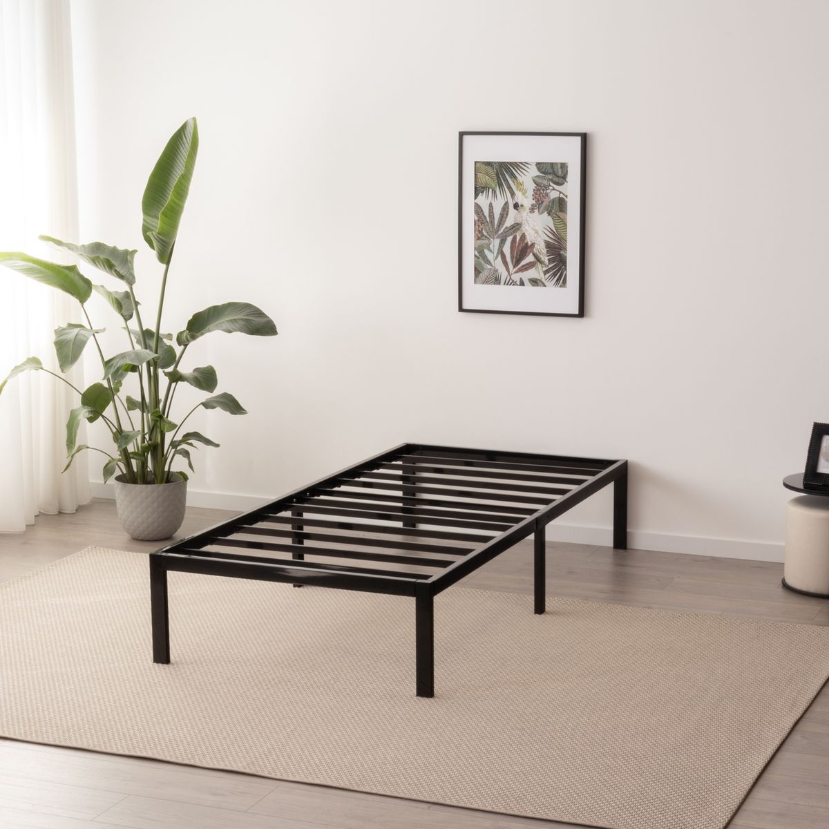Guest Bed Metal Bed Frame Sappho Black with Storage