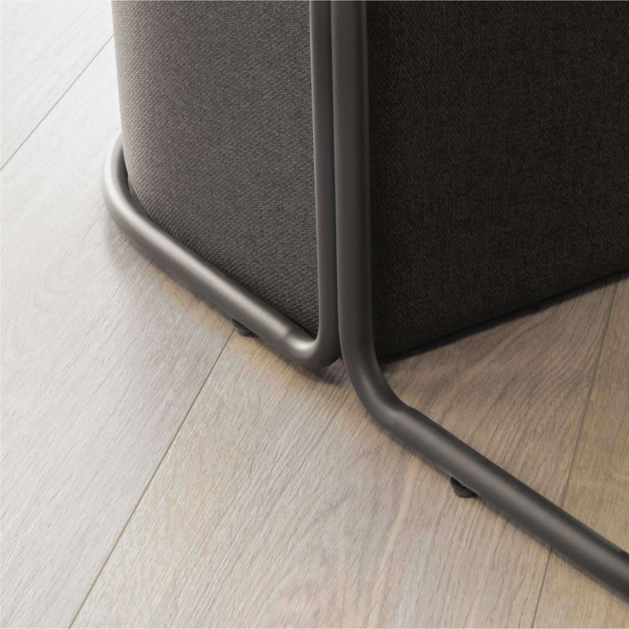 Couchtisch DUNCAN mit 2 Sitzmodulen | Tischplatte in schwarzer Holzoptik und Metallgestell