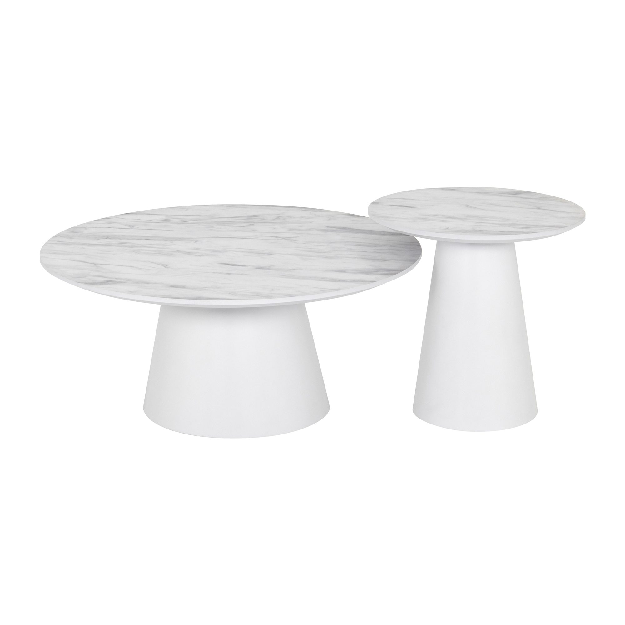 Beistelltisch SYLVIA mit Melaminplatte und MDF-Struktur 2er Set Beistelltisch SYLVIA mit Melaminplatte und stabiler Struktur aus Holzverbundmaterial - 2er Set